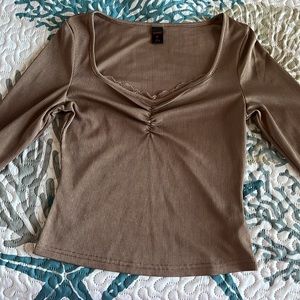 Brown Trendy Y2k crop top! 🤎 Shien size small !